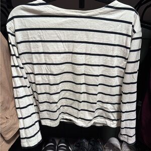 Old Navy Black and White Striped Long Sleeve Top